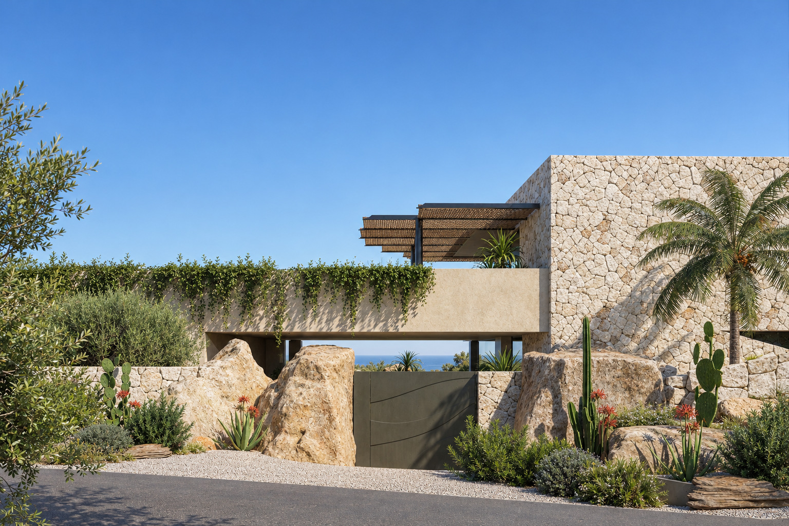 Villa Eden Rock — L’ingresso della villa tra pietra e vegetazione