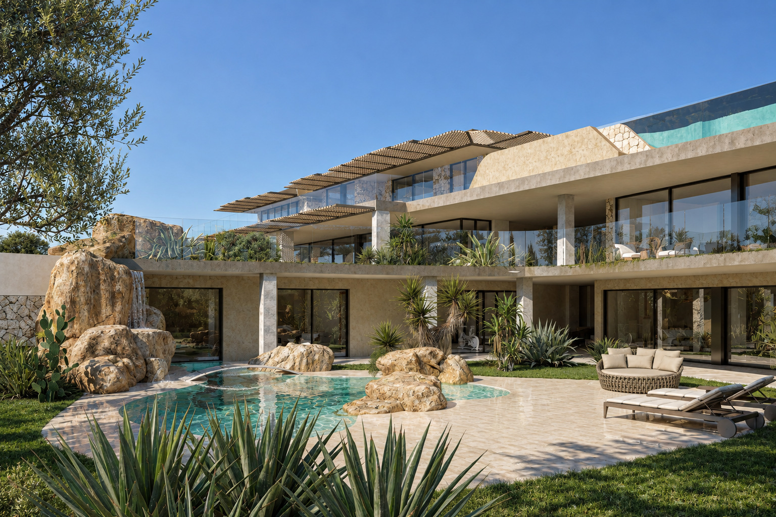 Villa Eden Rock — Le terrazze della villa tra rocce, vegetazione e piscina