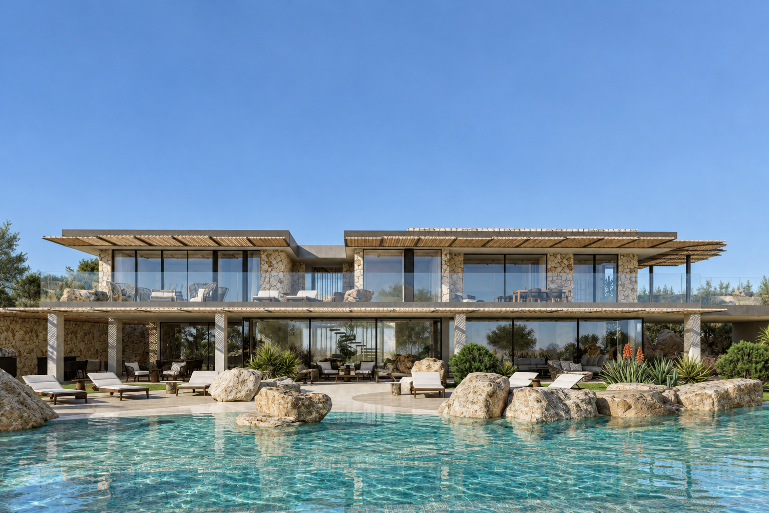 Villa Eden Rock — Il fronte principale della villa affacciato sulla piscina