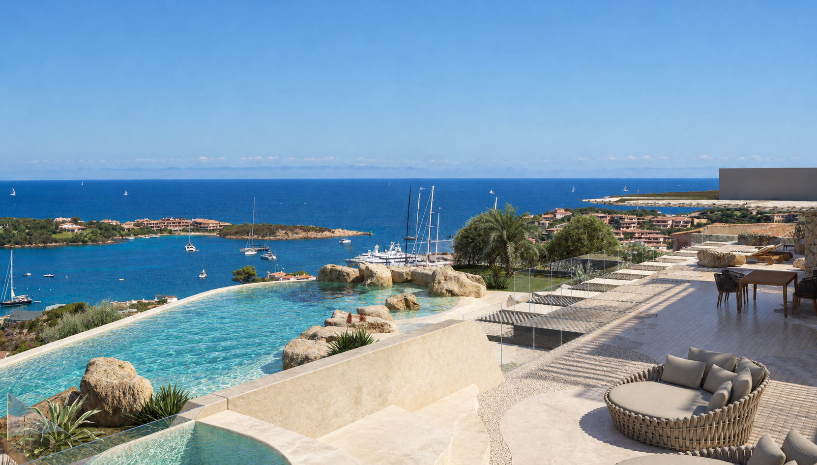 Villa Eden Rock — La terrazza panoramica lungo il bordo dell’acqua